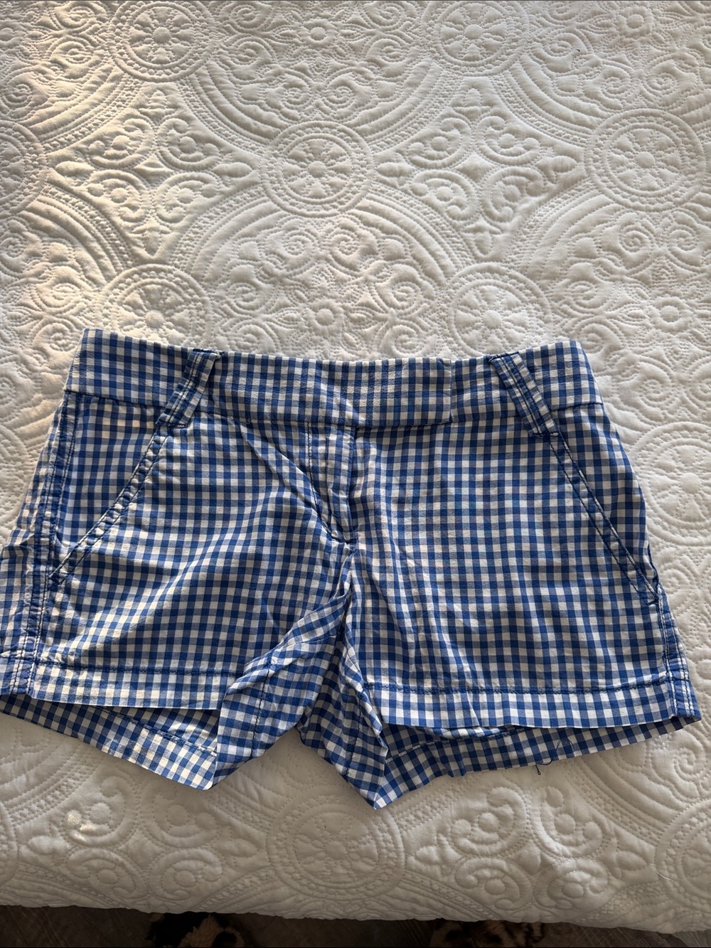 J. Crew Blue and White Gingham High-Waist Women’s Shorts